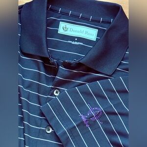 Donald Ross Men's Mateo‎ Classic Fit Golf Polo Shirt Medium, Navy/White Striped